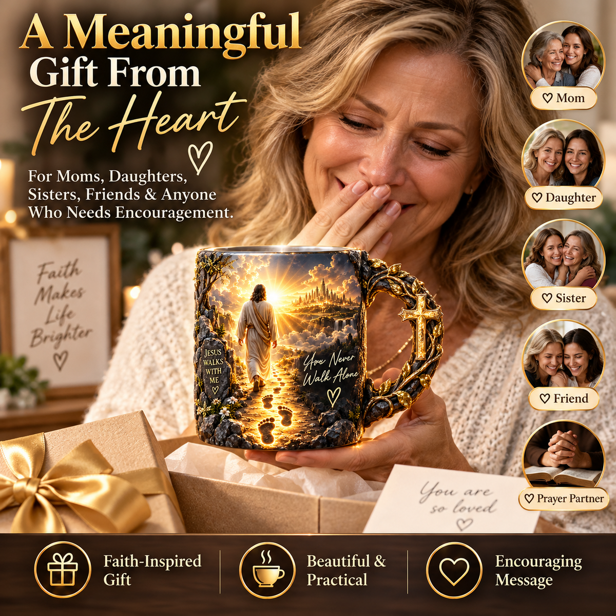 ✝️Last Day 69% OFF🔥   Heat-Reveal Faith Mug | You Are Never Alone