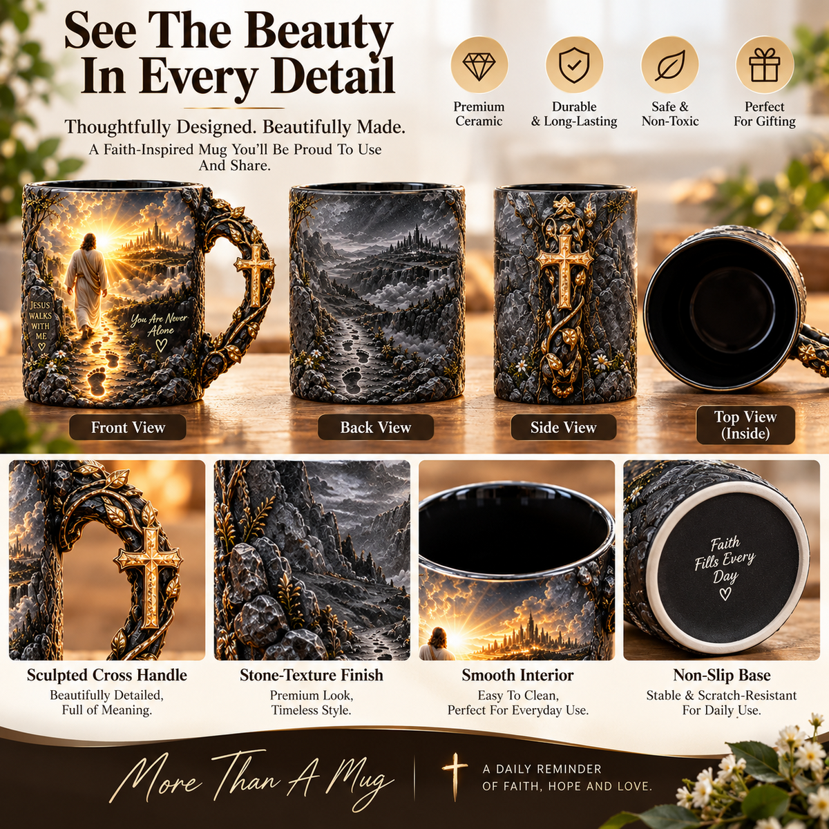 ✝️Last Day 69% OFF🔥   Heat-Reveal Faith Mug | You Are Never Alone