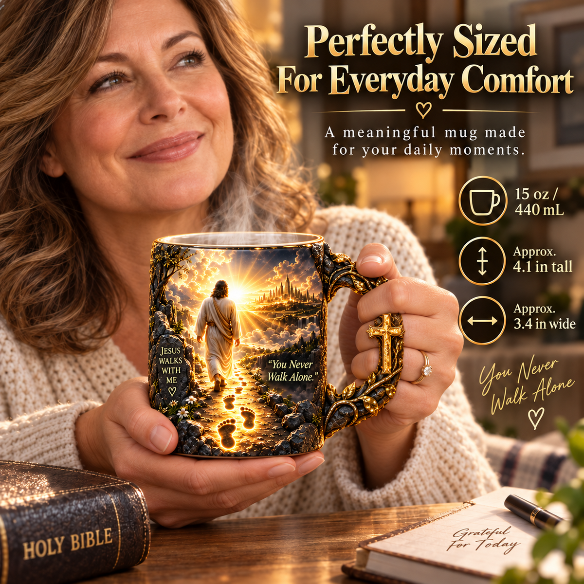 ✝️Last Day 69% OFF🔥   Heat-Reveal Faith Mug | You Are Never Alone